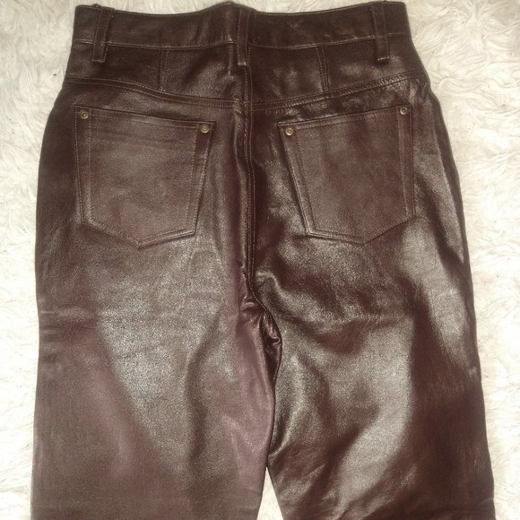 Marie Claire brown leather pants - Picture 3 of 6